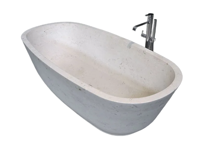 На изображении товар Ванна Antonio Lupi Baia 1850 x 900 мм, овальная, натуральный камень Pietra Luna от официального представителя в Москве