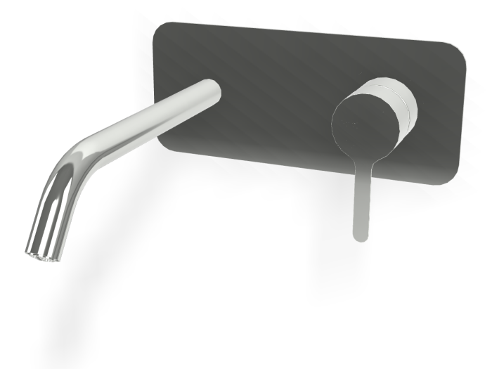 На изображении товар Смеситель для раковины Carlo Frattini Snap, настенный, однорычажный, с донным клапаном Click-Clack, излив 200 мм, внешняя часть, цвет хром от официального представителя в Москве