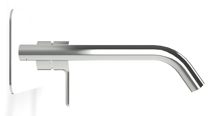 Смеситель для раковины Carlo Frattini Snap, настенный, однорычажный, с донным клапаном Click-Clack, излив 200 мм, внешняя часть, цвет хром - изображение 2