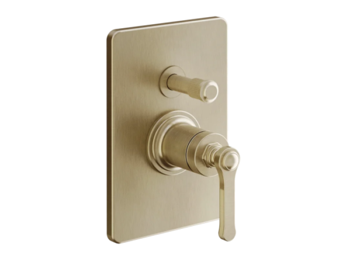 На изображении товар Cмеситель для душа Gessi Venti20, настенный, на 2 выхода, внешняя часть, цвет Warm Bronze Br. PVD от официального представителя в Москве