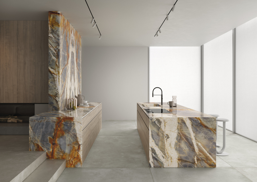 FMG Maxfine Керамогранит Marmi Blue tempest block B lucidato 300x150 - изображение 4