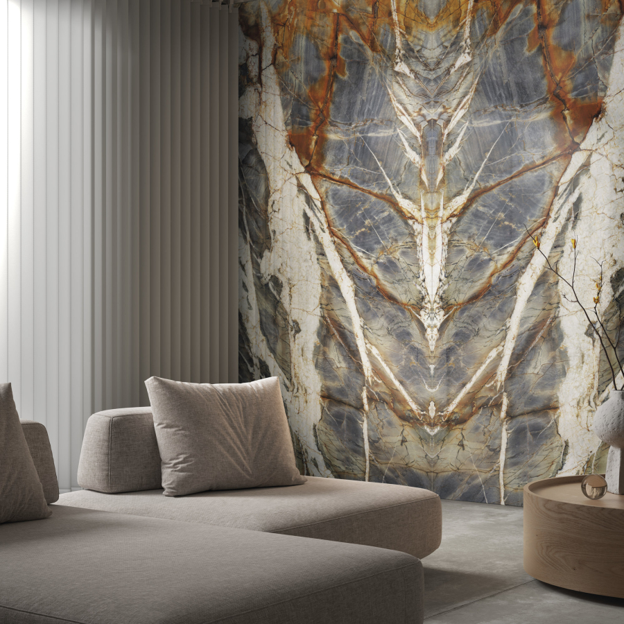 FMG Maxfine Керамогранит Marmi Blue tempest block B lucidato 300x150 - изображение 2