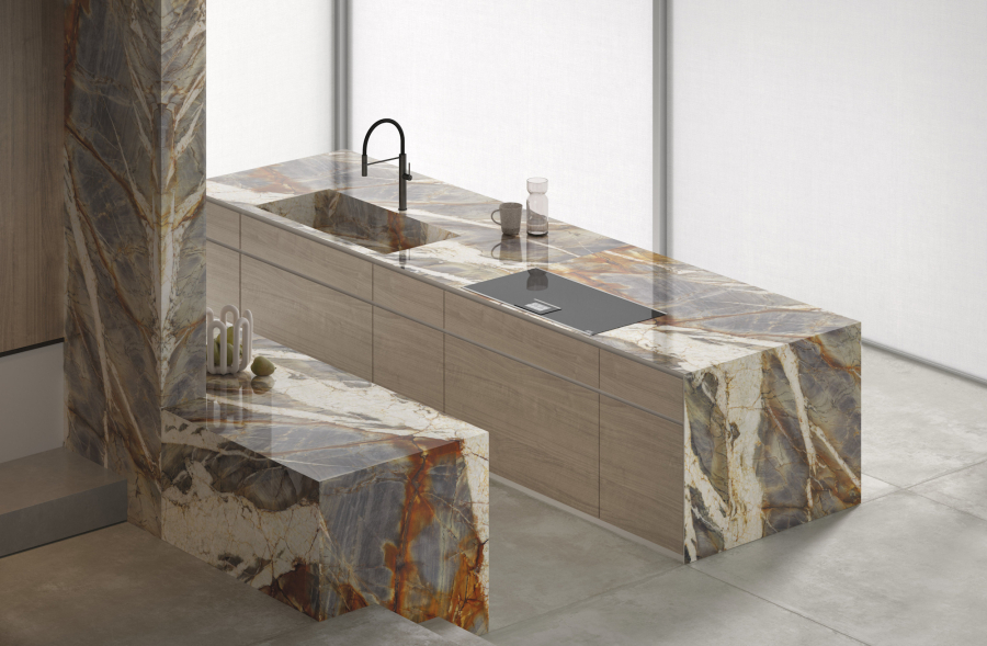 FMG Maxfine Керамогранит Marmi Blue tempest block B lucidato 300x150 - изображение 5