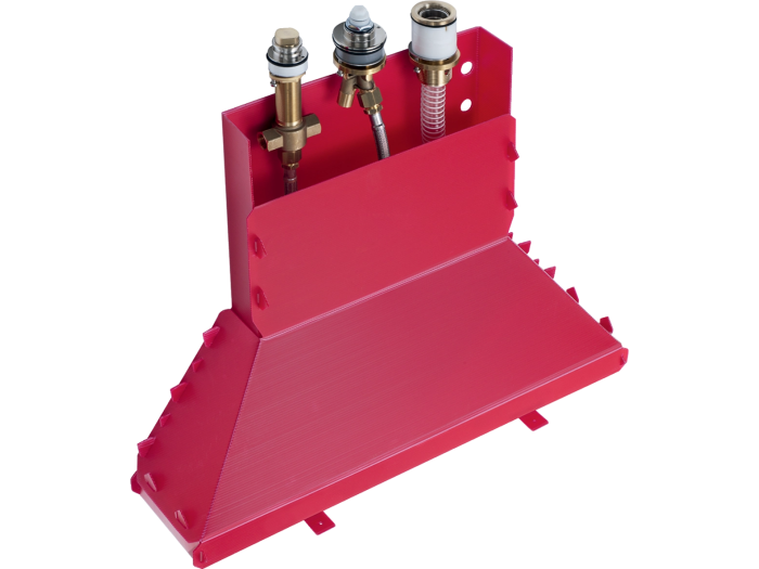 На изображении товар Внутренний механизм Hansgrohe, арт. 13437180, скрытая часть для смесителя на борт ванны на 3 отверстия. от официального представителя в Москве