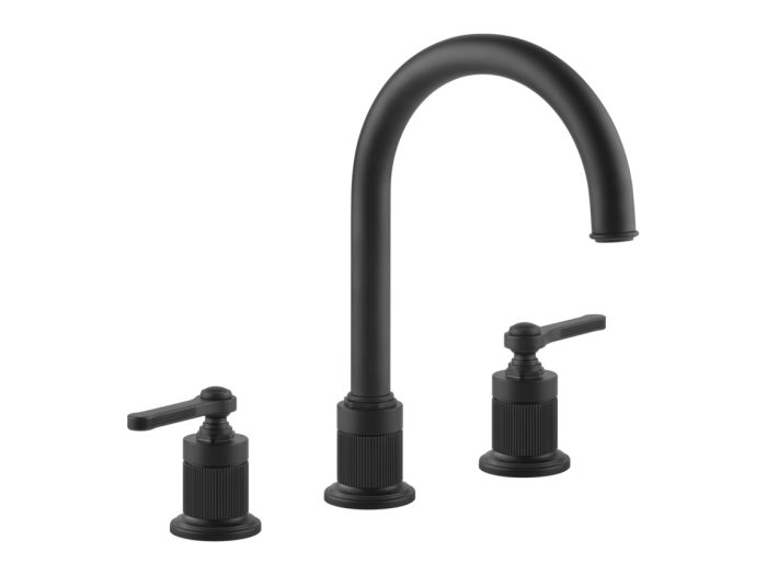 На изображении товар Cмеситель для раковины Gessi Venti20, с зонтичным изливом, донный клапан, цвет Matte Black от официального представителя в Москве