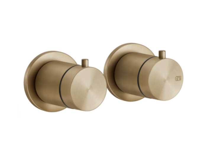 На изображении товар Термостат Gessi 316, встраиваемый, на 2 выхода, цвет Warm Bronze Brushed PVD от официального представителя в Москве