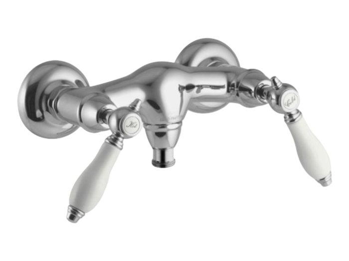 На изображении товар Смеситель для душа Carlo Frattini Herend, с керамическими ручками, без ручного душа, 2 подвода воды 1/2" с эксцентриком, Н-127 мм, цвет бронза античная от официального представителя в Москве