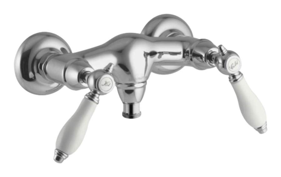 Смеситель для душа Carlo Frattini Herend, с керамическими ручками, без ручного душа, 2 подвода воды 1/2" с эксцентриком, Н-127 мм, цвет бронза античная