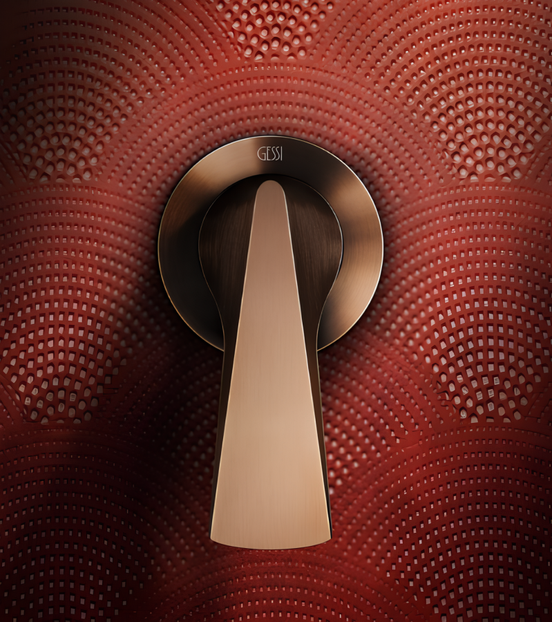 Смеситель для раковины Gessi Ventaglio, настенный, на 1 выход, встраиваемый, внешняя часть, цвет Copper Brushed PVD - изображение 1