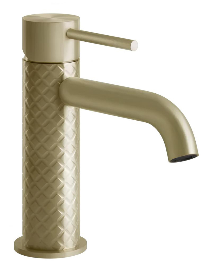Смеситель для раковины Gessi316, однорычажный, без донного клапана, цвет Brass Brushed PVD