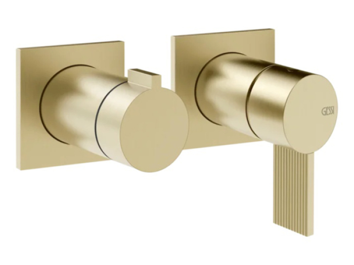 Cмеситель для душа Gessi Inverso, настенный, на 2 выхода, внешняя часть, цвет Brushed Brass PVD