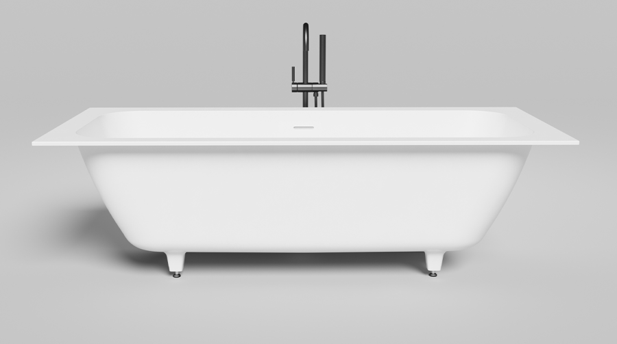 Ванна Salini Orlanda Axis Kit 190  1911х805х600h мм, встраиваемая, регулируемые ножки, донный клапан, сифон, слив-перелив,материал  S-Sense, цвет белый матовый - изображение 1