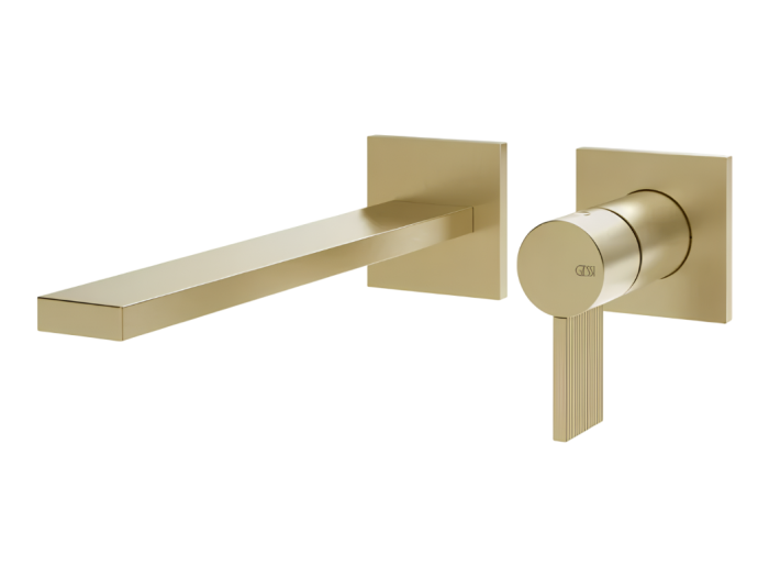 На изображении товар Cмеситель для раковины Gessi Inverso, встраиваемый, настенный, внешние части, цвет Brushed Brass PVD от официального представителя в Москве