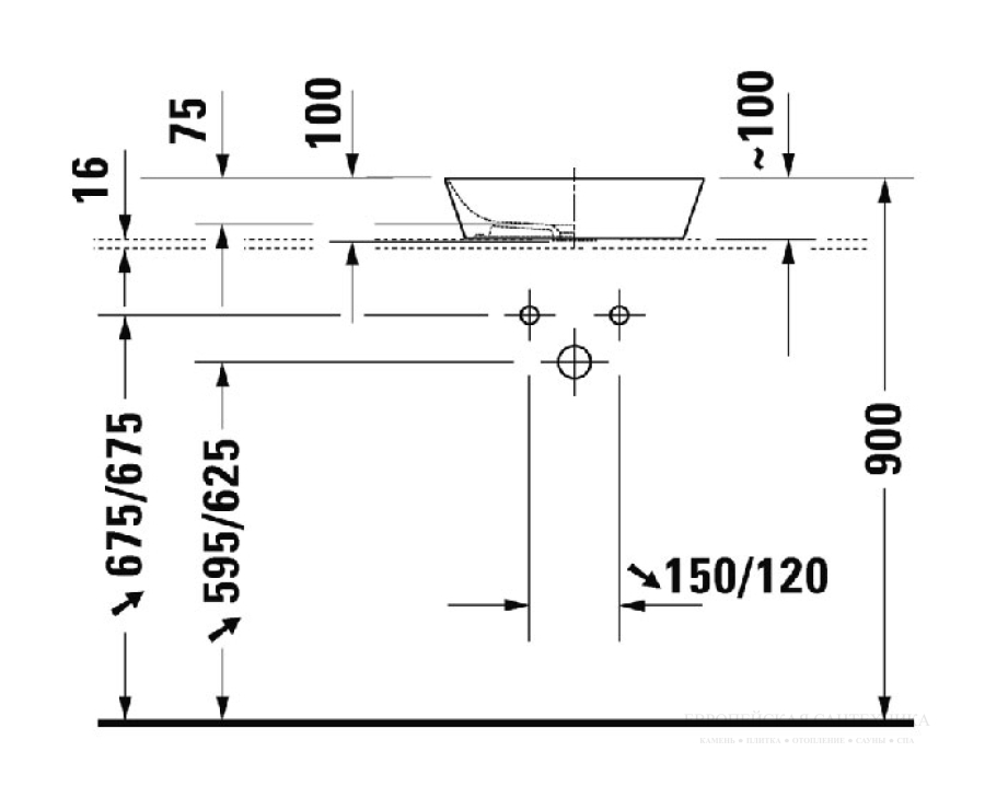 Раковина Duravit Cape Cod накладная, Ø 430 мм, цвет белый шёлково-матовый - изображение 4