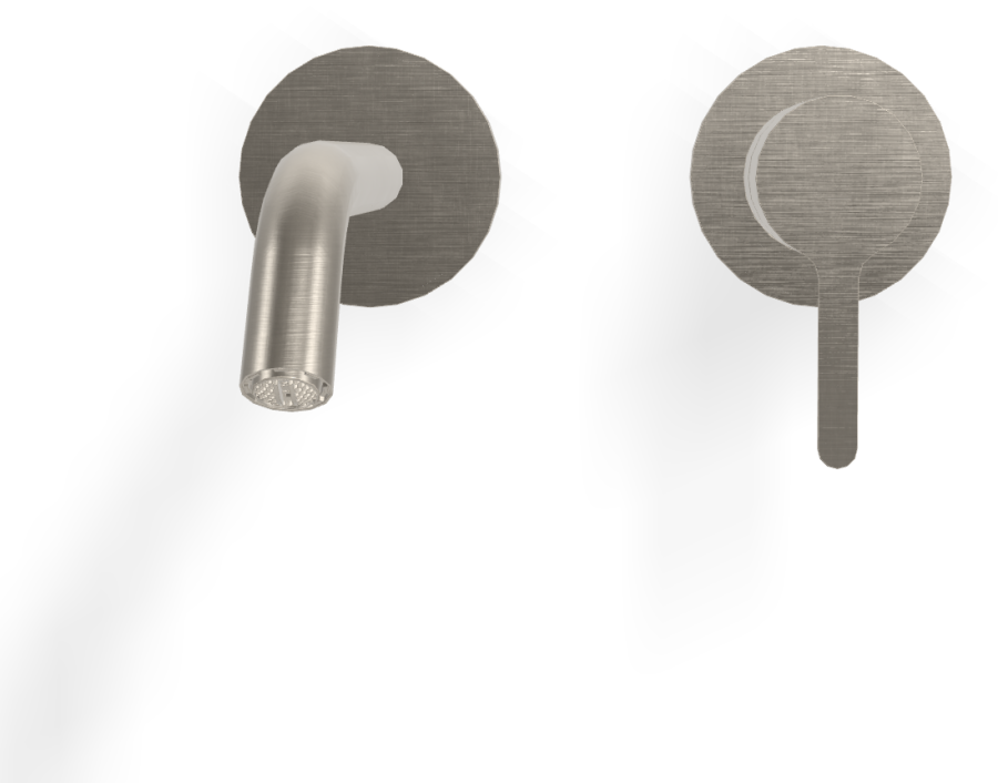 Смеситель для раковины Carlo Frattini Snap, настенный, однорычажный, с донным клапаном Click-Clack, излив 158 мм, внешняя часть, цвет никель брашированный - изображение 1