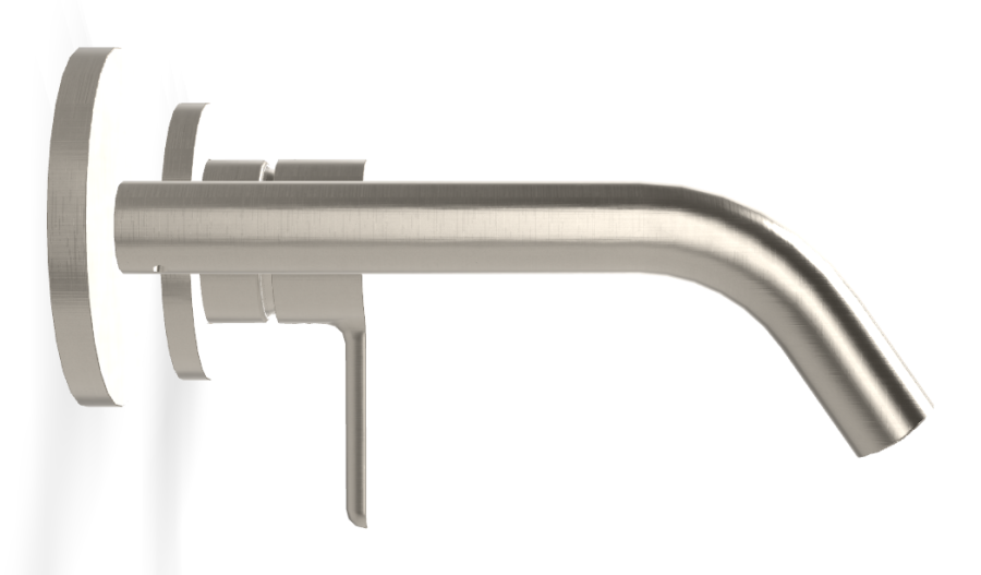 Смеситель для раковины Carlo Frattini Snap, настенный, однорычажный, с донным клапаном Click-Clack, излив 158 мм, внешняя часть, цвет никель брашированный - изображение 2