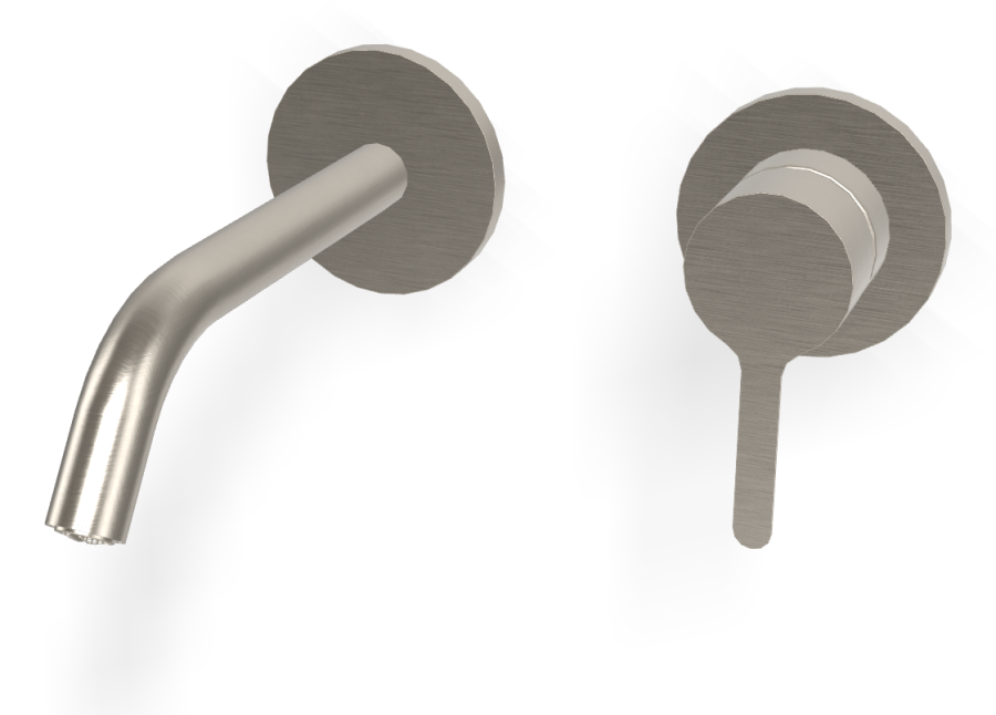 Смеситель для раковины Carlo Frattini Snap, настенный, однорычажный, с донным клапаном Click-Clack, излив 158 мм, внешняя часть, цвет никель брашированный