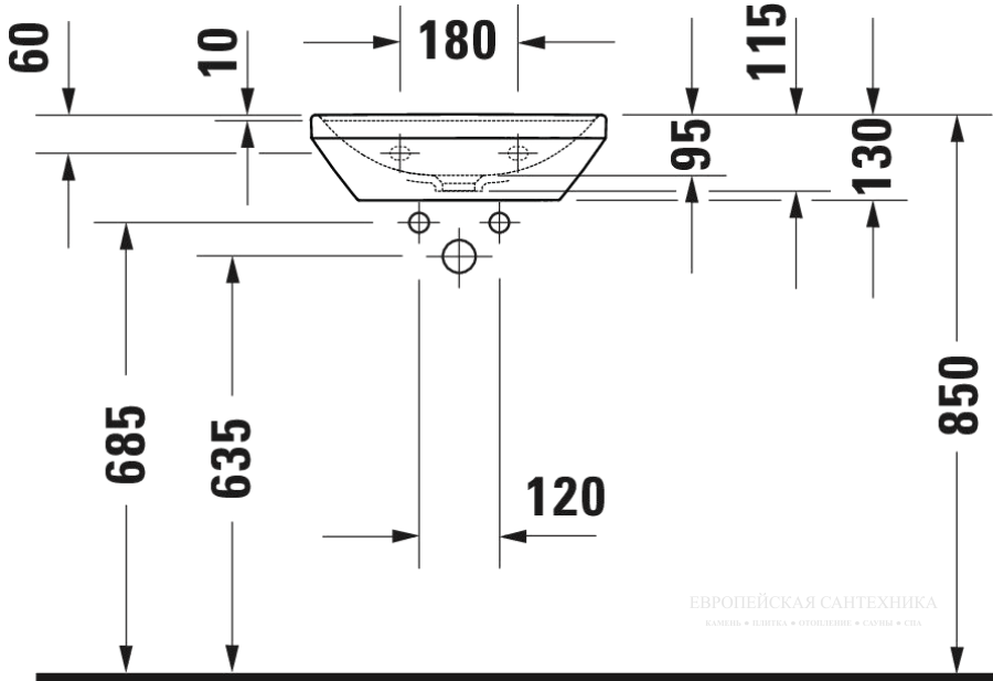 Раковина Duravit D-Neo для рук, 450x335 мм, без перелива, 1 отверстие под смеситель, цвет белый - изображение 9