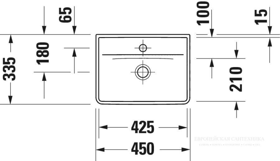 Раковина Duravit D-Neo для рук, 450x335 мм, без перелива, 1 отверстие под смеситель, цвет белый - изображение 8