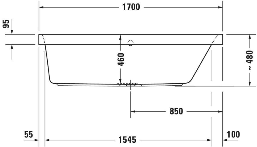 Ванна Duravit Happy D.2, встраиваемая, 1700х750 мм, наклон для спины справа, цвет белый - изображение 3