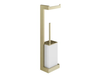 Cтойка с бумагодержателем и ёршиком Gessi Rettangolo, настенная, цвет Brushed Brass PVD