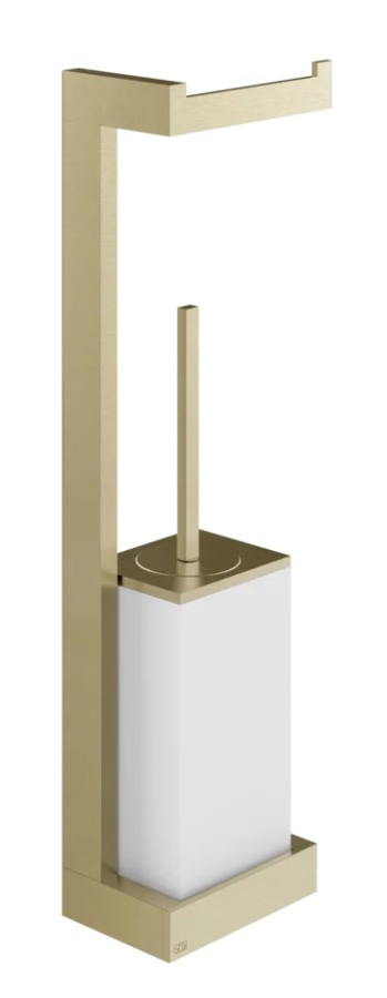 Cтойка с бумагодержателем и ёршиком Gessi Rettangolo, настенная, цвет Brushed Brass PVD