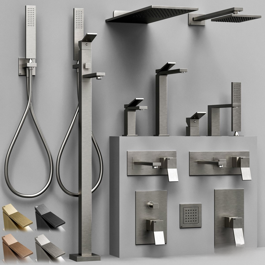 Ручной душ Gessi Rettangolo К, с шланговым подсоединением и держателем, цвет Finox Brushed Nickel - изображение 1