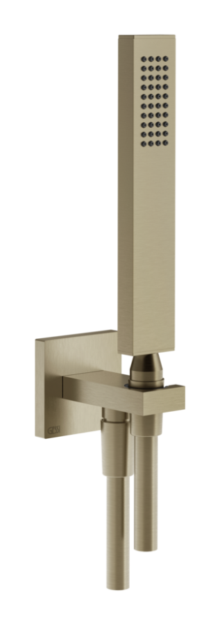 Ручной душ Gessi Rettangolo К, с шланговым подсоединением и держателем, цвет Finox Brushed Nickel