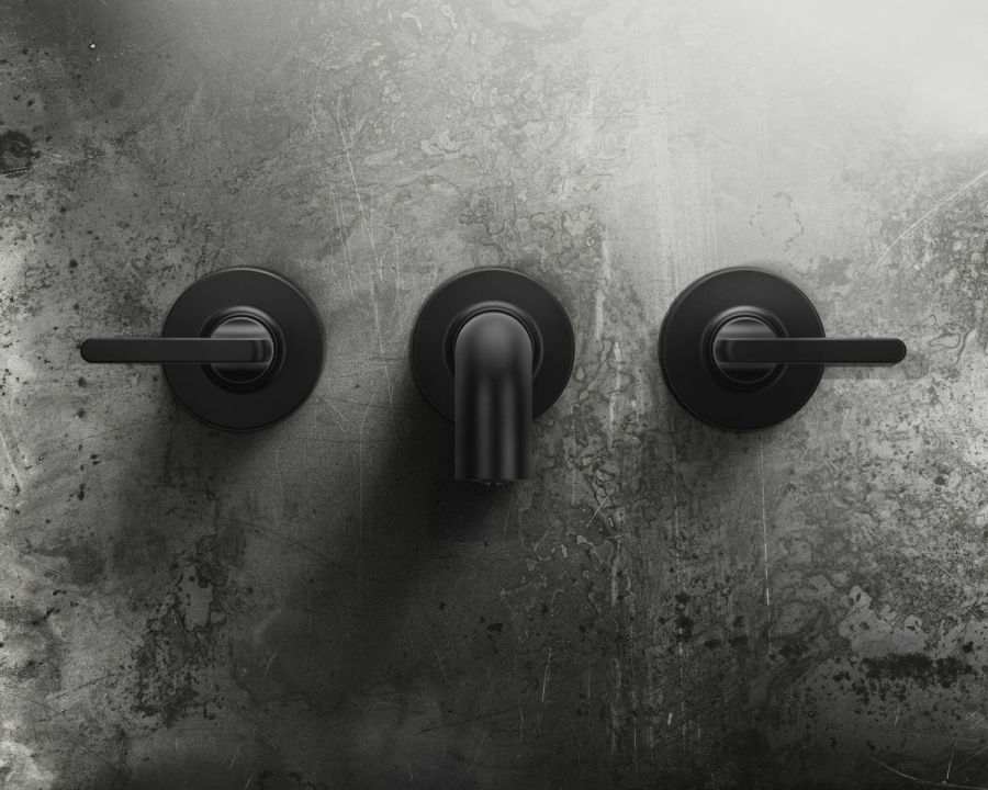 Смеситель для раковины Gessi Inciso, настенный, на 3 отверстия, длинный излив, без донного клапана, встраиваемый, цвет Black Metal Brushed PVD - изображение 1