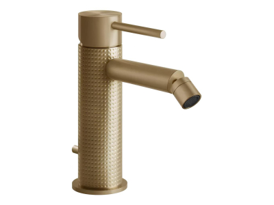 Смеситель для биде Gessi316, однорычажный, с донным клапаном, соединительными шлангами, цвет Warm Bronze Brushed PVD