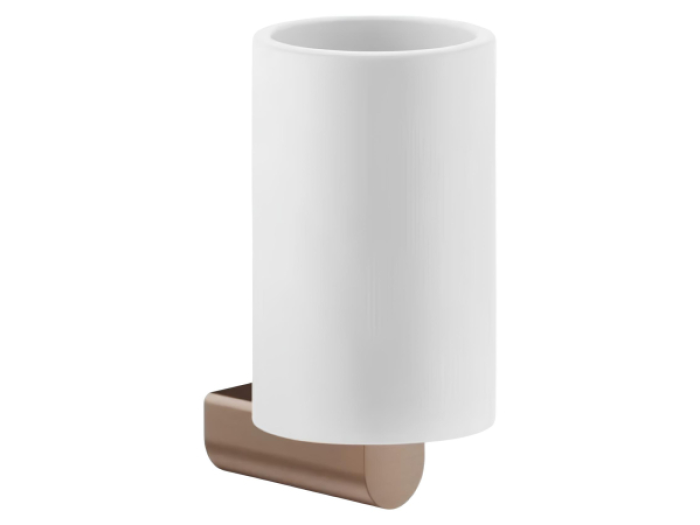 На изображении товар Стакан Gessi Rilievo, настенный, белый композитный материал, объём 300 мл, цвет Copper Brushed PVD от официального представителя в Москве