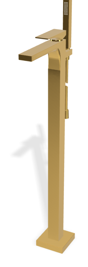 Смеситель для ванны Carlo Frattini Zeta, напольный, h876 мм, с ручным душем, внешняя часть, цвет золото