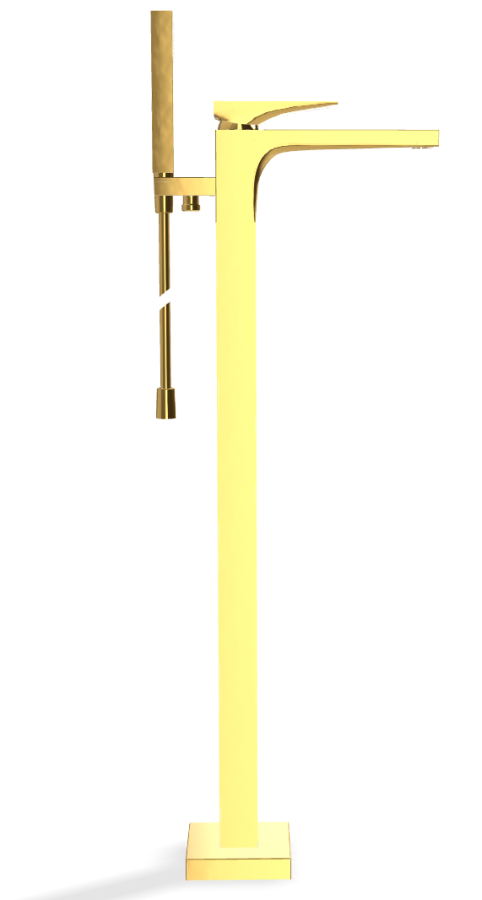 Смеситель для ванны Carlo Frattini Zeta, напольный, h876 мм, с ручным душем, внешняя часть, цвет золото - изображение 2