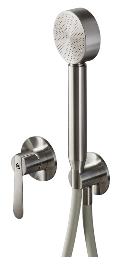Смеситель для душа CEA Design Lutezia Plus, настенный, на 2 отверстия, ручной душ Ø 70 мм, внешняя часть, цвет сатинированная сталь