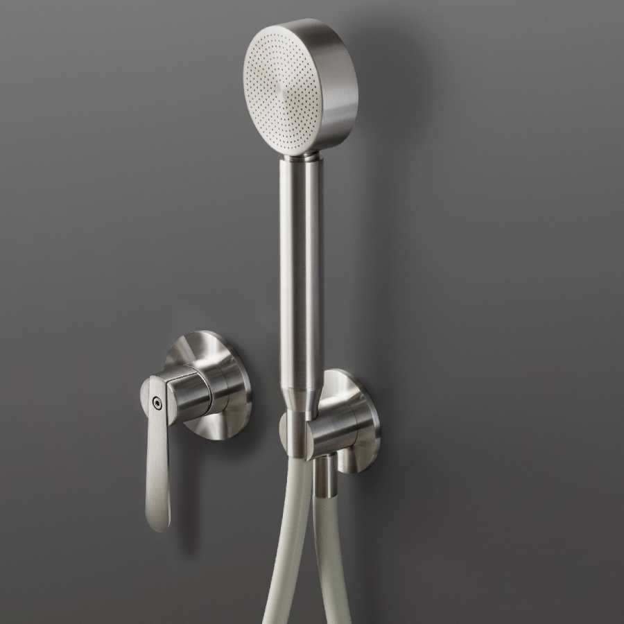 Смеситель для душа CEA Design Lutezia Plus, настенный, на 2 отверстия, ручной душ Ø 70 мм, внешняя часть, цвет сатинированная сталь - изображение 1