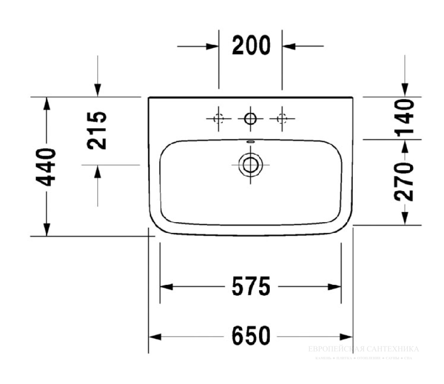 Раковина Duravit DuraStyle подвесная, 650х440 мм, с переливом, 1 отверстие под смеситель, цвет белый - изображение 4