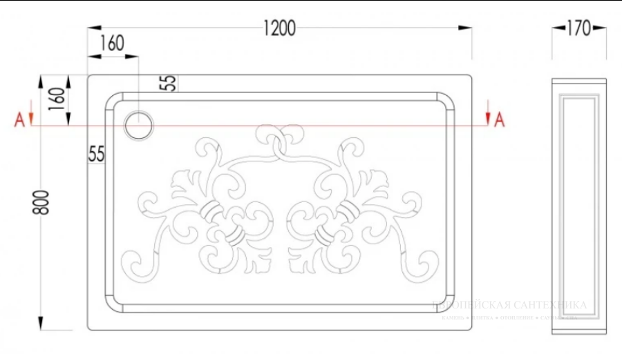 Поддон душевой Devon&Devon Arabesque 1200х800 мм, белый - изображение 2