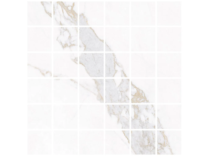 На изображении товар Living Ceramics Керамогранит Blanc Calacatta Gold Mosaic 55 Soft textured 29,8x29,8 от официального представителя в Москве