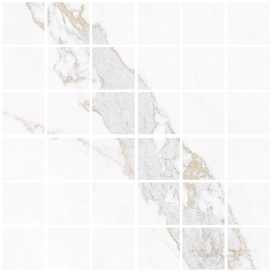 Living Ceramics Керамогранит Blanc Calacatta Gold Mosaic 55 Soft textured 29,8x29,8