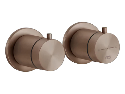 Термостат Gessi316, встраиваемый, на 3 потребителя, внешняя часть, цвет Copper Brushed PVD