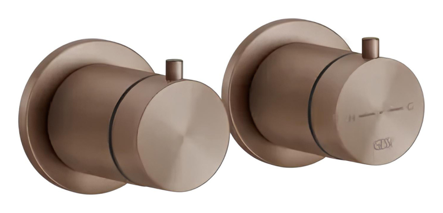 Термостат Gessi316, встраиваемый, на 3 потребителя, внешняя часть, цвет Copper Brushed PVD
