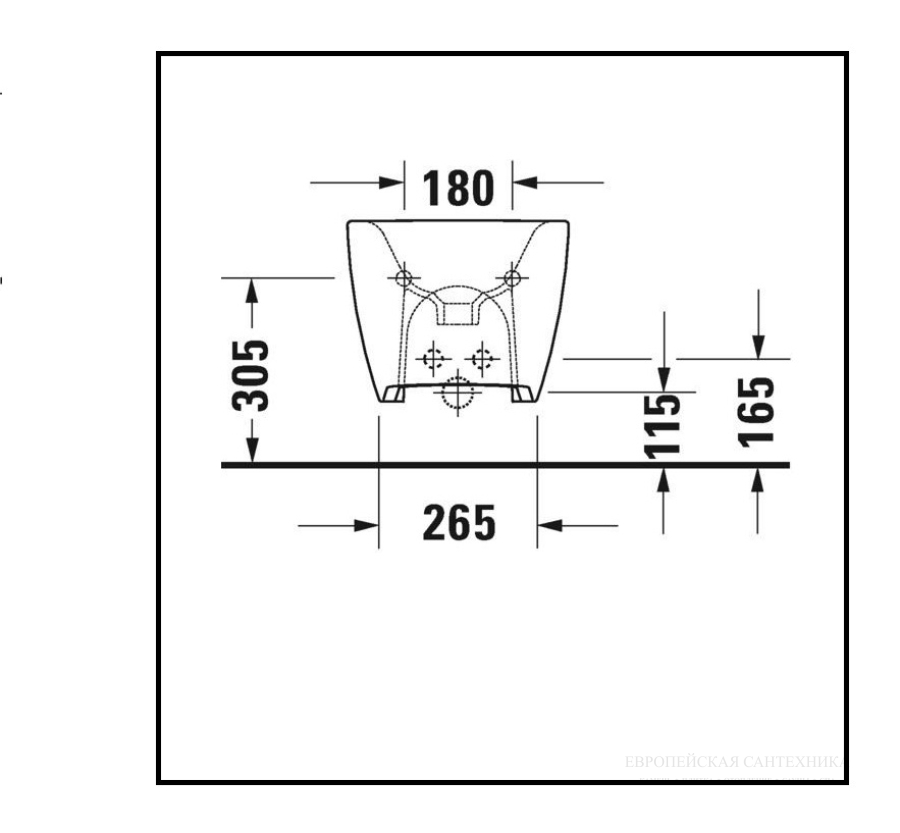 Биде Duravit Viu подвесное 370x570 мм, с переливом, 1 отверстие для смеситель, донный клапан с керамической крышкой. - изображение 7