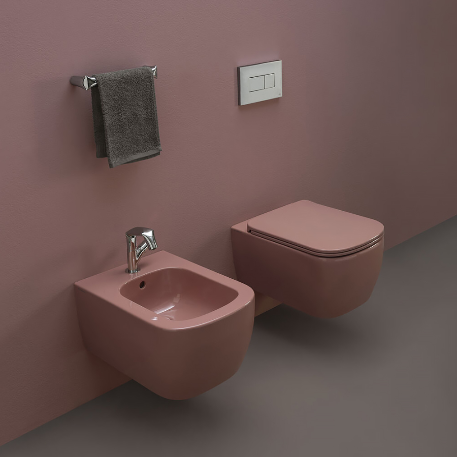 Биде Flaminia Play, подвесное, 520х360 мм, с 1 отверстием для смесителя, цвет Terracotta - изображение 2