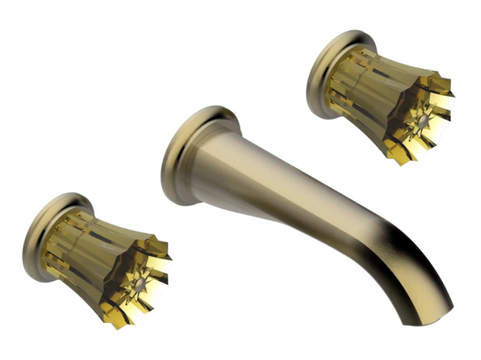 На изображении товар Смеситель THG Mille Nuits - Champagne crystal, для раковины, настенный, цвет лакированная матовая бронза от официального представителя в Москве