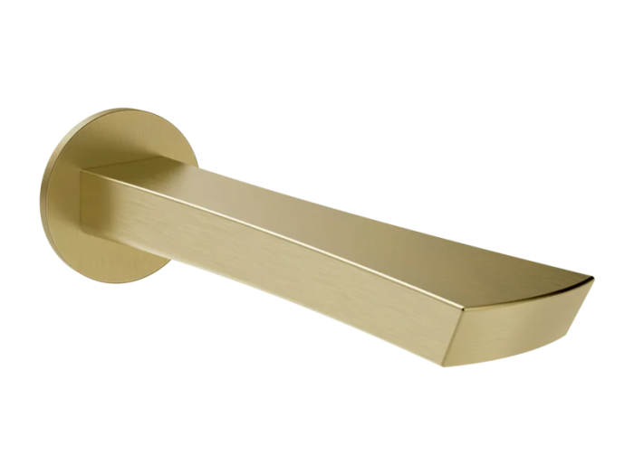 На изображении товар Излив для ванны Gessi Ventaglio, настенный, цвет Brushed Brass PVD от официального представителя в Москве