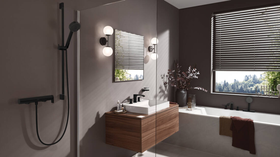 Смеситель для душа Hansgrohe Vivenis, настенный, однорычажный, без душевого гарнитура, цвет черный матовый - изображение 1