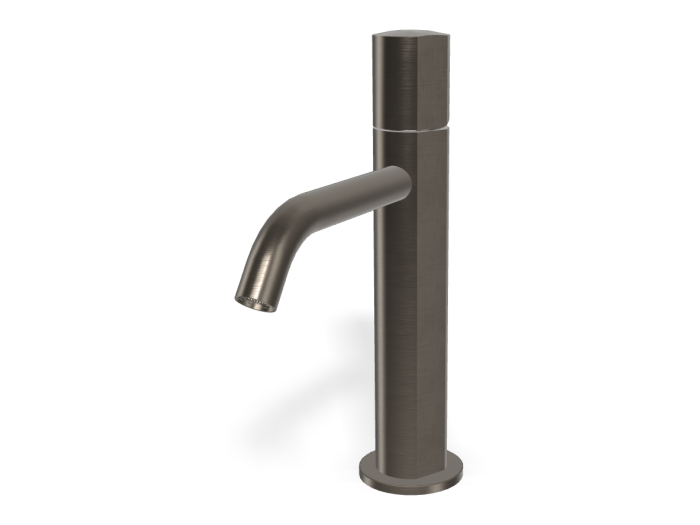 На изображении товар Смеситель для раковины Carlo Frattini SO, с донным клапаном Click-Clack, 2 гибкими шлангами, без ручки, Н-241 мм, цвет чёрный хром брашированный от официального представителя в Москве