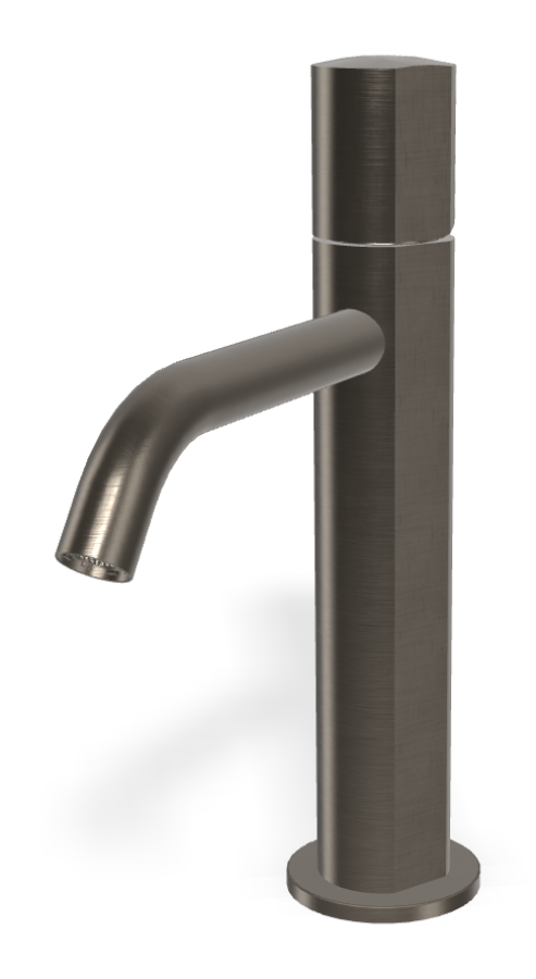 Смеситель для раковины Carlo Frattini SO, с донным клапаном Click-Clack, 2 гибкими шлангами, без ручки, Н-241 мм, цвет чёрный хром брашированный