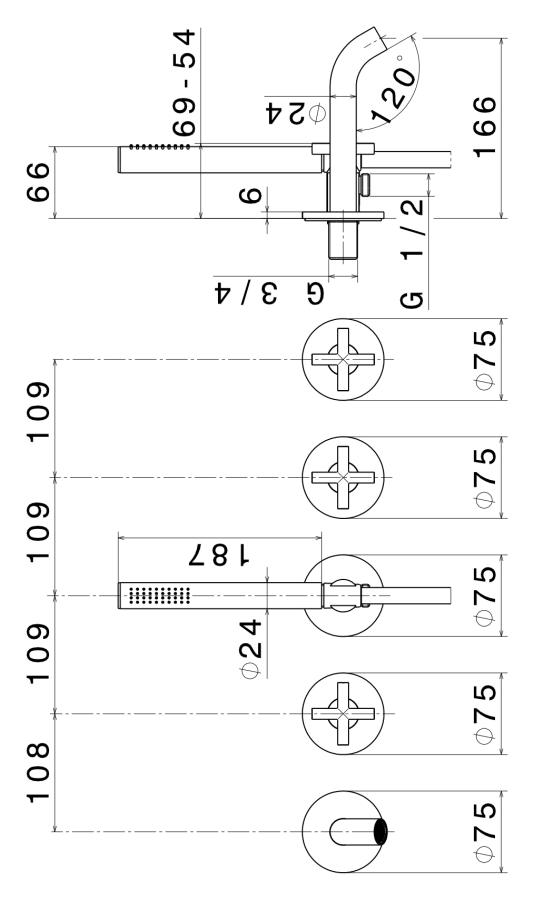 Смеситель для ванны Newform Blink, встраиваемый, настенный, на 5 отверстий с ручным душем, внешняя часть, цвет хром - изображение 1