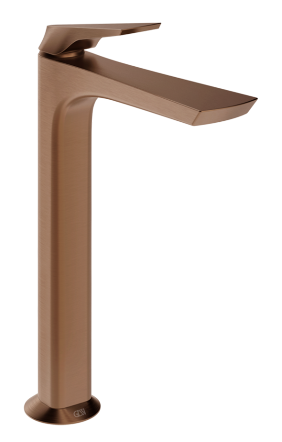 Смеситель для раковины Gessi Ventaglio, высокий, без донного клапана, цвет Copper Brushed PVD